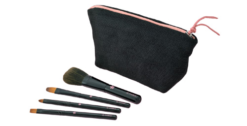 黒ブラシ4本×黒チャックポーチセット