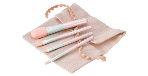 ピンクブラシ4本×ピンク巻物ポーチセット